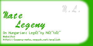 mate legeny business card